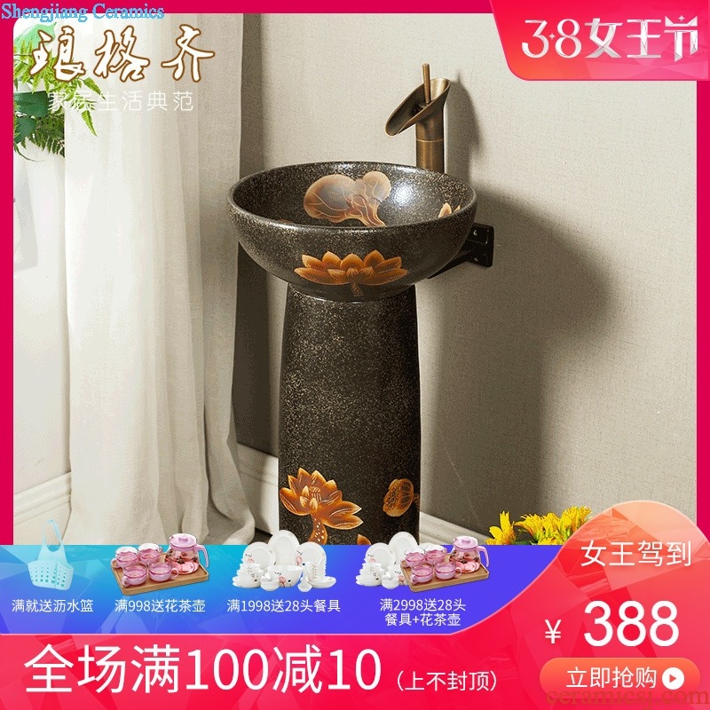 Retro pillar of the basin that wash a face one sink table face basin balcony floor toilet art ceramic basin of the post