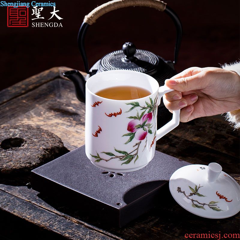 Holy big blue and white ice teacups hand-painted ceramic kung fu mei to medallion antique grain master cup of jingdezhen tea service single cup