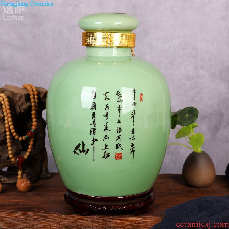 Jingdezhen ceramic barrel storage tank tea cake oil cylinder tank 20 jins of 50 kg of flour ricer box moistureproof bacon cylinder altar