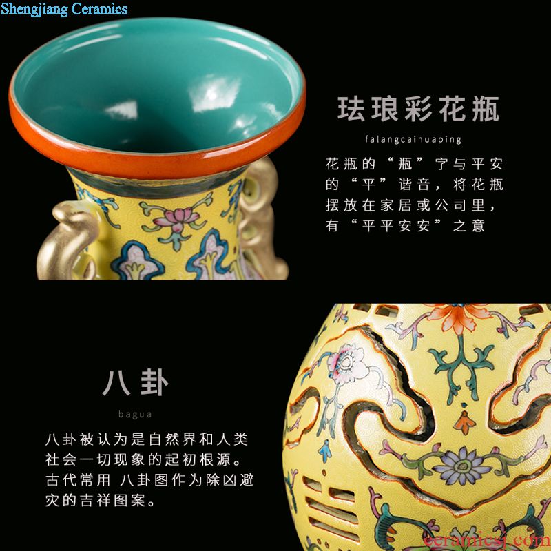 Jingdezhen ceramic pea green glaze hand-painted butterfly vase decoration furnishing articles new Chinese style household porcelain decoration in the sitting room