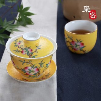 Jingdezhen famille rose tea set antique teapot hand-painted kung fu tea set ceramic pot Colored enamel large teapot