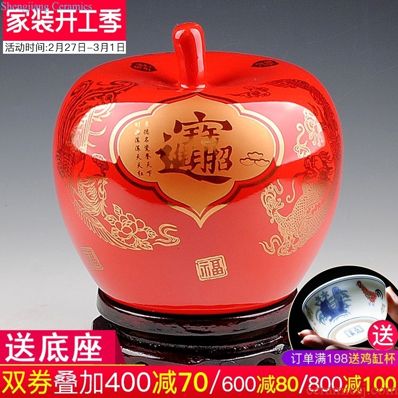 Jingdezhen ceramics China red longfeng f egg vase furnishing articles sitting room put vase modern home decoration