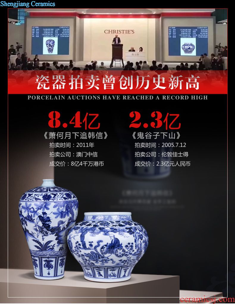 Jingdezhen ceramics hand-painted large vases, flower arrangement sitting room of Chinese style household adornment TV ark rich ancient frame furnishing articles