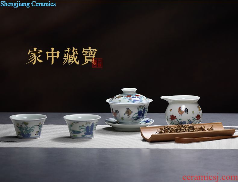 Three frequently hand-painted master of blue and white porcelain cup Tea foam glaze sample tea cup kung fu tea TZS323 ceramic cup