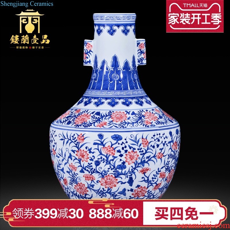 Jingdezhen blue and white youligong longfeng ceramics imitation qing qianlong vase sitting room of new Chinese style household adornment furnishing articles