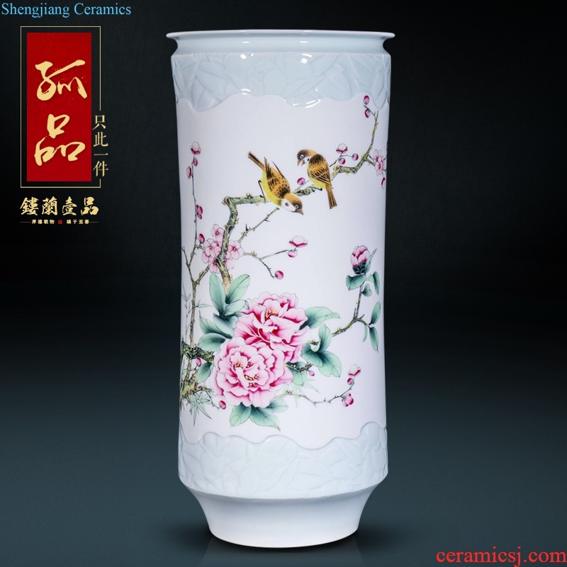 Jingdezhen ceramics hand-painted pastel scenery vases, flower arranging furnishing articles in the new home sitting room adornment collection