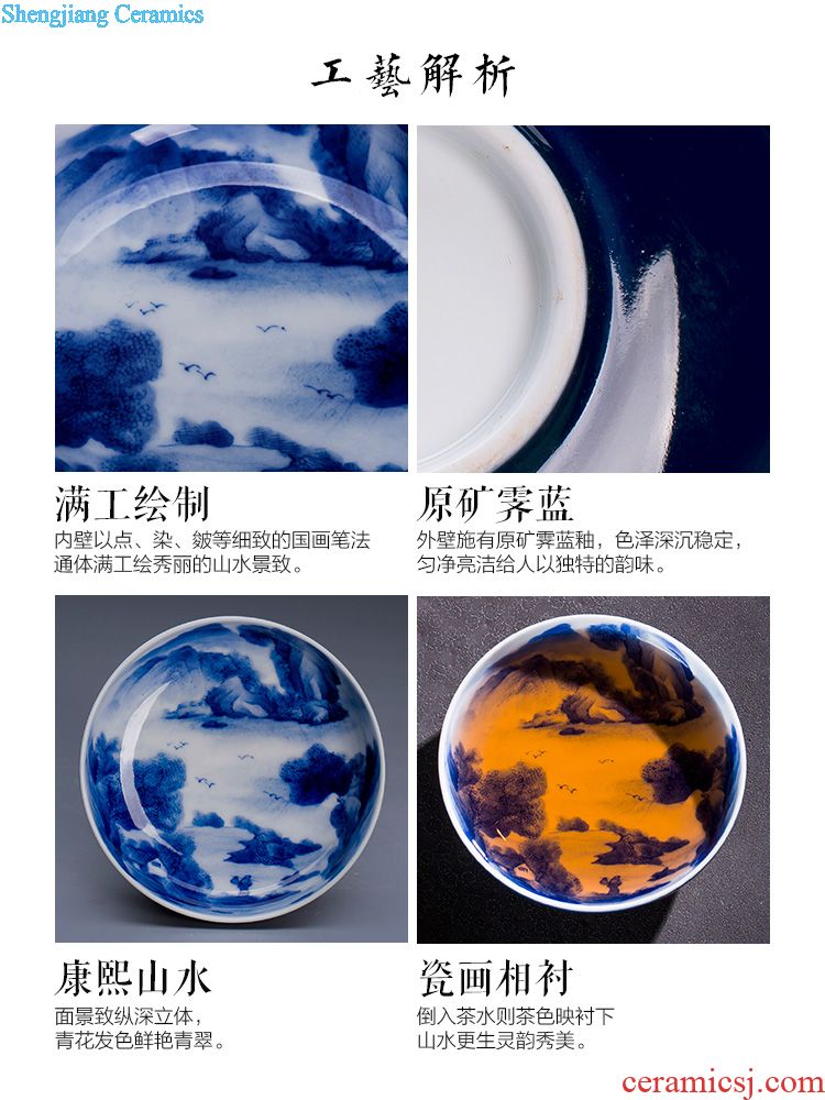Holy big new color agate red landscape teacups hand-painted ceramic kung fu master cup sample tea cup single cups of jingdezhen tea service