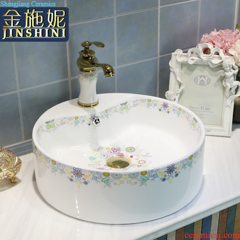 Ceramic face basin stage basin Lavabo square the pool that wash a face wash basin bathroom home art POTS of flowers and birds