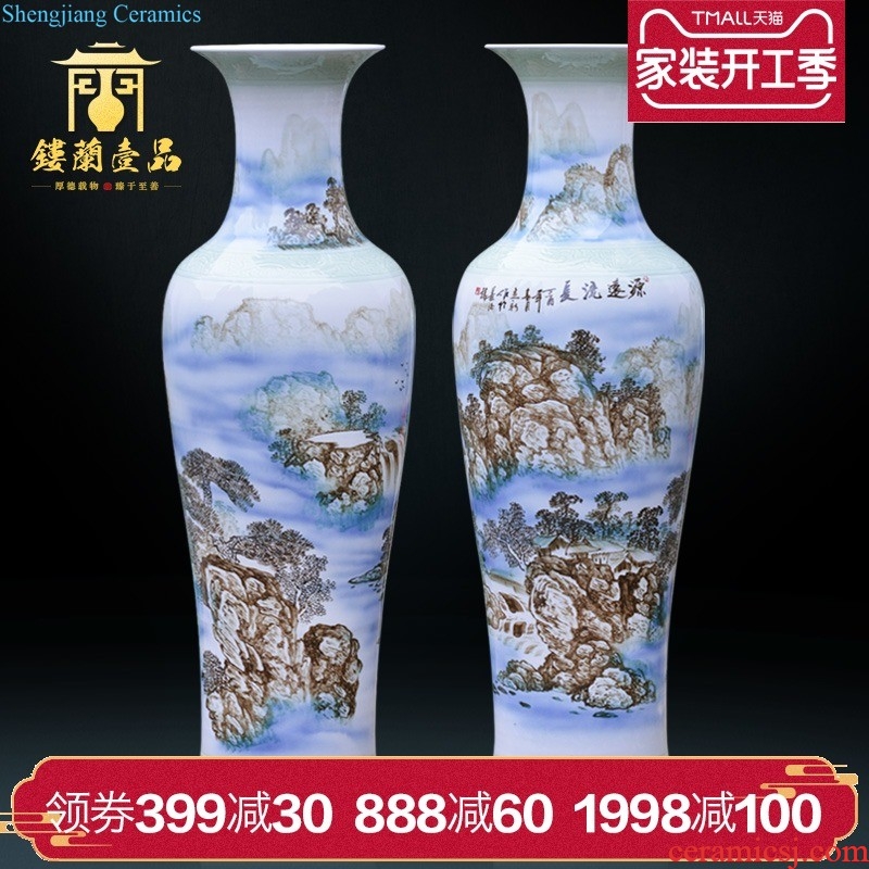 Jingdezhen blue and white ceramics of large vases, new Chinese style villa living room decoration to the hotel hotel furnishing articles