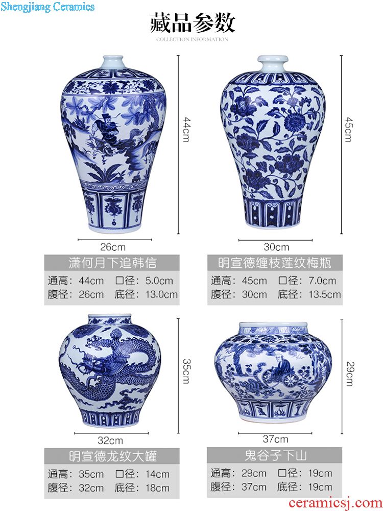 Jingdezhen ceramics hand-painted large vases, flower arrangement sitting room of Chinese style household adornment TV ark rich ancient frame furnishing articles