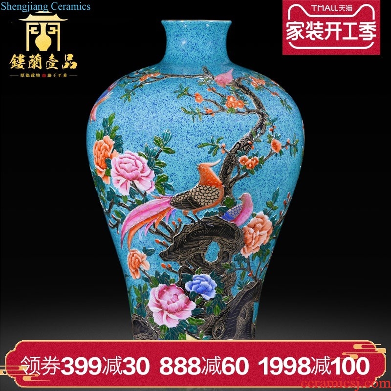 Jingdezhen ceramics antique blue-and-white fold branch flowers and grain garlic furnishing articles floret bottle of new Chinese style household decorations