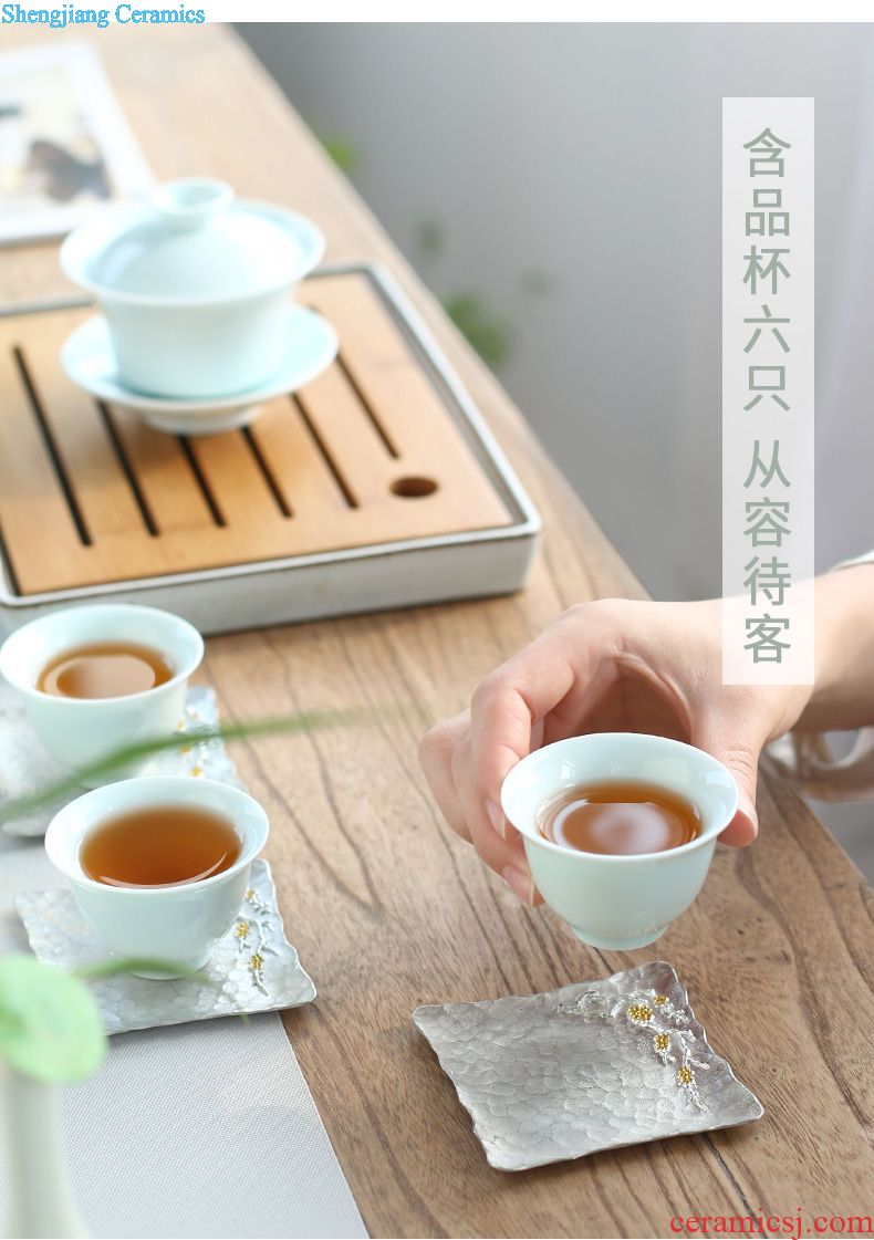 Drink to employ Japanese contracted cover kiln ceramic handmade pot cover set recommended cover tea accessories