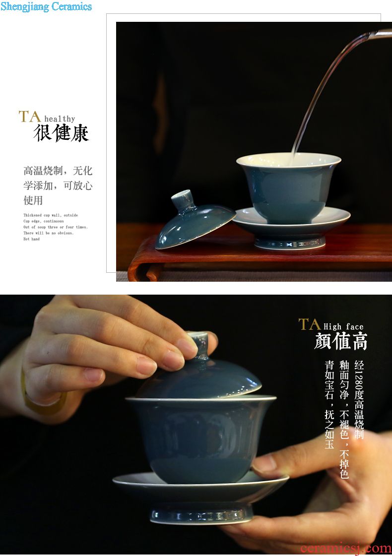 Three frequently hall your kiln tureen Jingdezhen ceramic kung fu tea set three bowl of tea only small bowl S14006