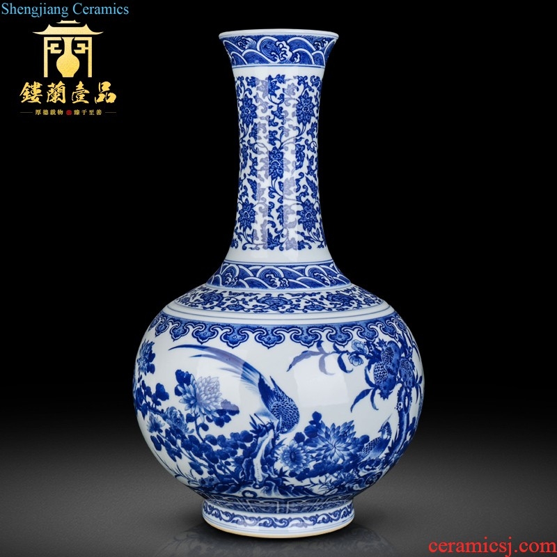 Jingdezhen ceramics hand-painted pastel of large vases, dried flower arranging flowers home sitting room collection of new Chinese style furnishing articles