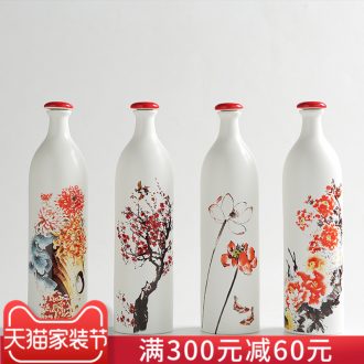 Insect oil cylinder barrel ceramic ricer box meter box storage tank flour 20 jins of jingdezhen 10 kg30 to household with cover