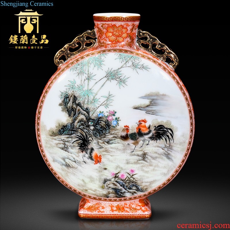 Jingdezhen ceramic offering blue paint golden pheasant were big vase Chinese vase decorative household items furnishing articles