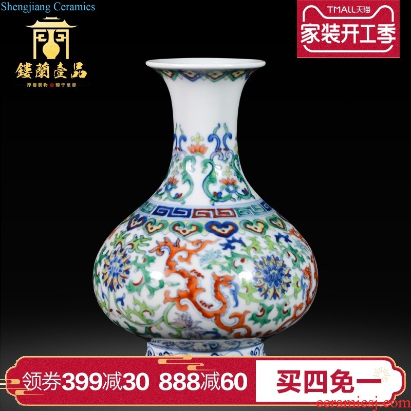 Jingdezhen ceramics hand-painted ceramic vases, flower arranging new Chinese style living room bedroom adornment handicraft furnishing articles of marriage