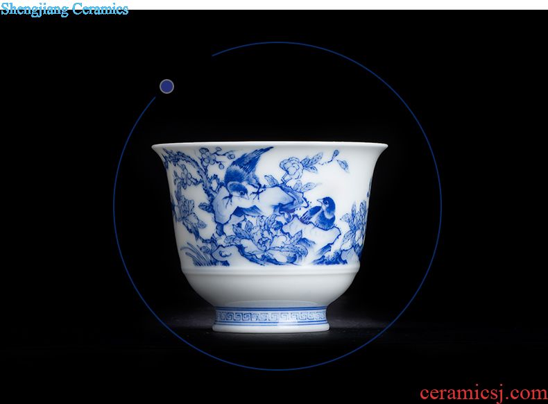 Jingdezhen ceramic hand-drawn characters under glaze blue and white enamel teapot all hand the "single pot teapot kung fu
