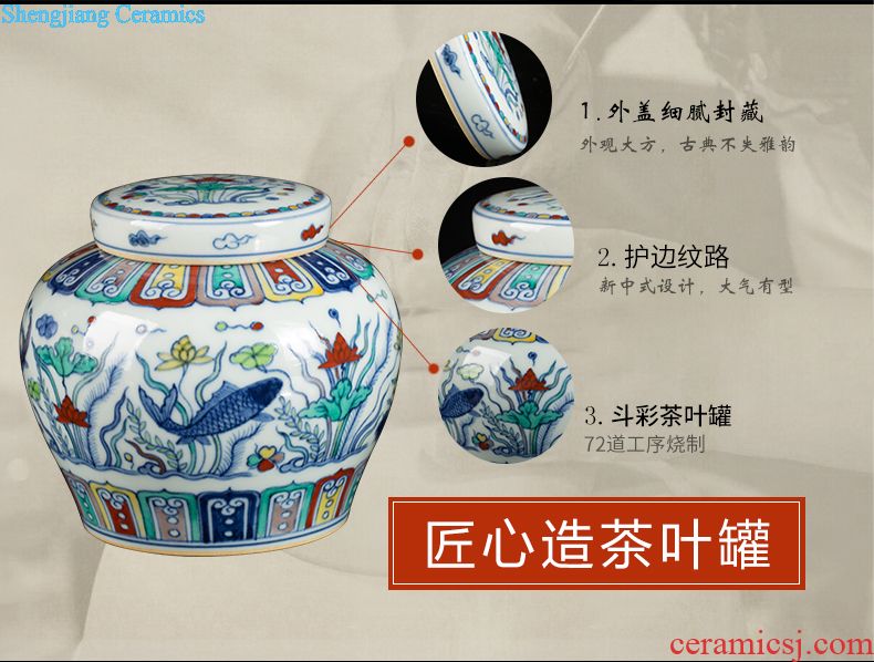 Jingdezhen ceramic word maintain family day tank storage tank decorative furnishing articles for household decoration teahouse tea