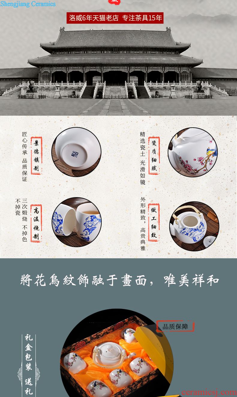 Jingdezhen antique collection 8 head double colored enamel tea set Imperial pastel principal Tea tray cup suit the teapot