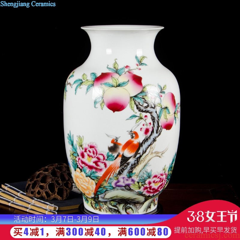 Jingdezhen ceramics lad peach thin foetus vases, flower arranging furnishing articles furnishing articles home sitting room adornment rich ancient frame