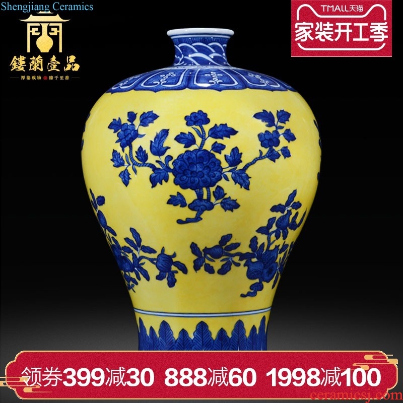 Jingdezhen ceramics imitation qing qianlong cornucopia ears dragon cylinder new Chinese vase sitting room aquarium furnishing articles writing brush washer