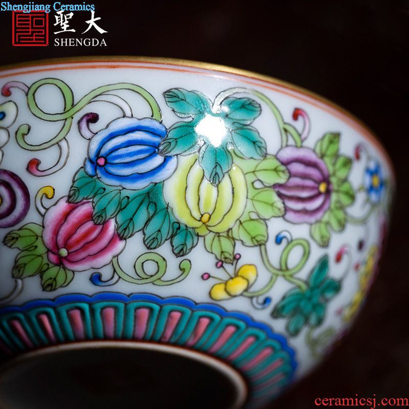 Santa teacups hand-painted ceramic kungfu pastel lanqiu chrysanthemum figure sample tea cup cup all hand of jingdezhen tea service master