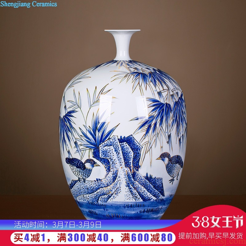 Jingdezhen ceramics hand-painted color ink landscape painting of large vase sitting room place hotel css0 ornament