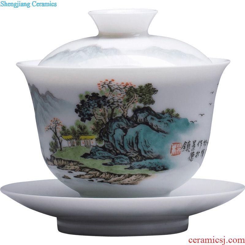 St teacups hand-painted ceramic three just tureen kung fu new color flower tea bowl of jingdezhen kung fu tea set by hand