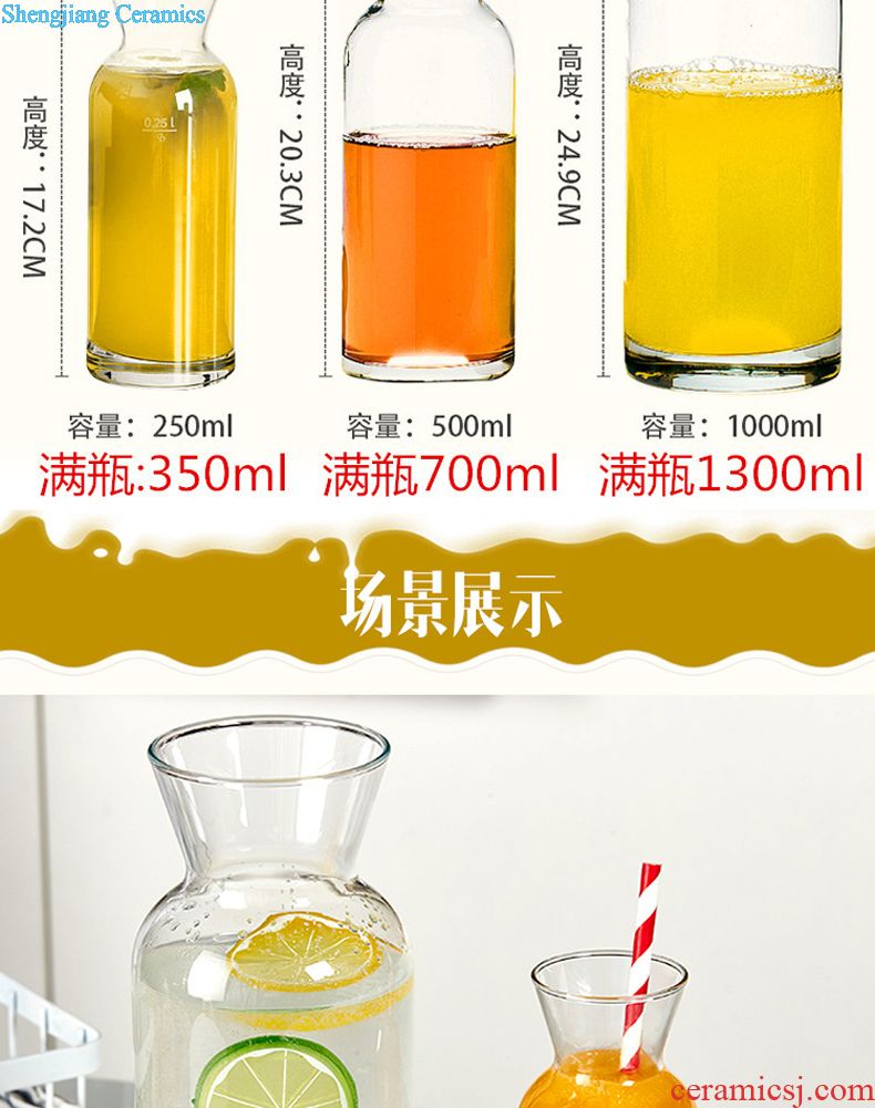 Ceramic marble oil can kitchen household large leakproof soy sauce vinegar bottle of peanut sesame oil tank capacity