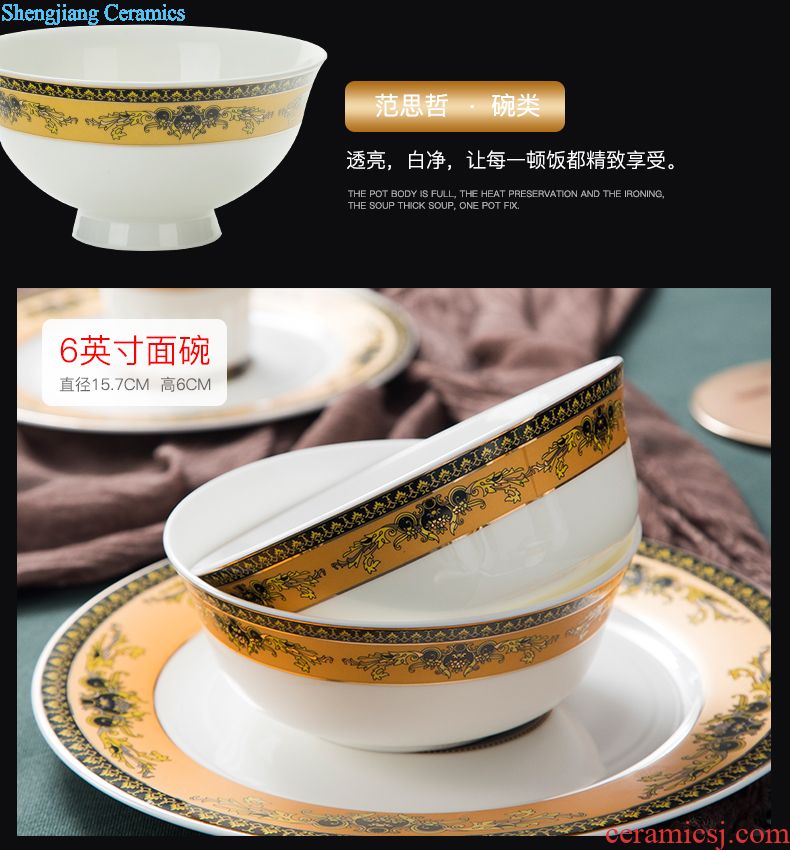 Phnom penh bone porcelain of jingdezhen ceramics tableware fish plate of high anti hot dishes suit household of Chinese style wedding gifts