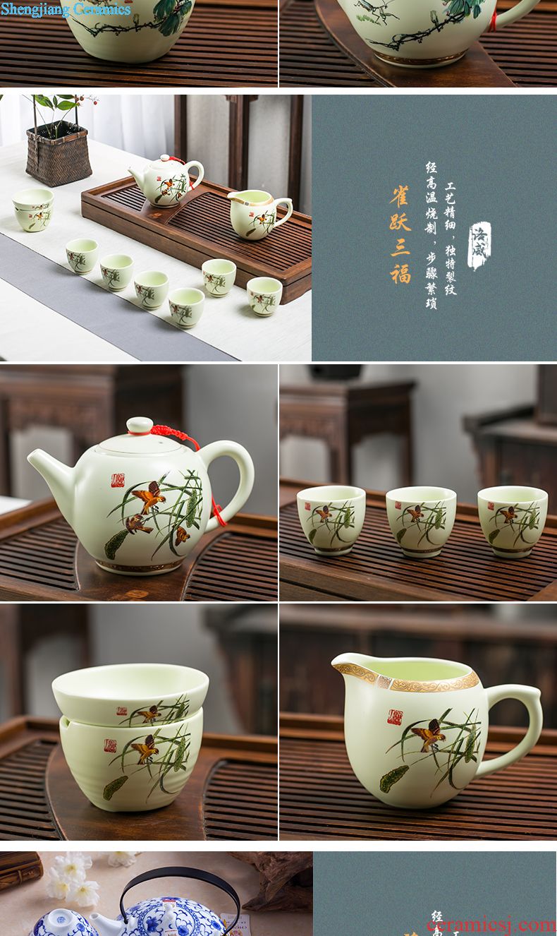 Jingdezhen antique collection 8 head double colored enamel tea set Imperial pastel principal Tea tray cup suit the teapot