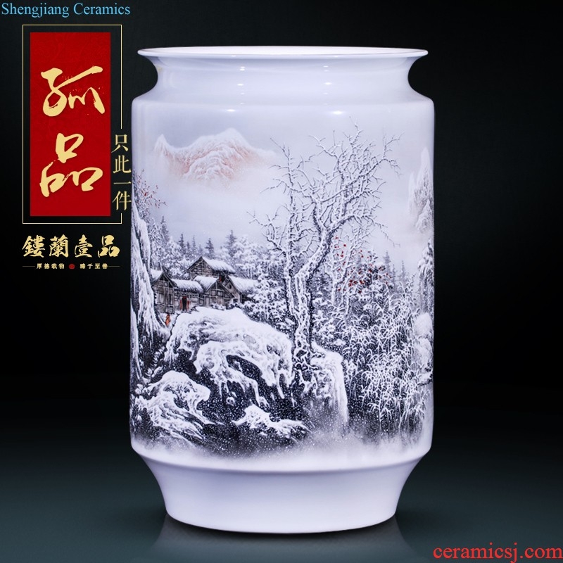 Jingdezhen ceramics hand-painted pastel sifang dress and home decoration collection of new Chinese style antique vase