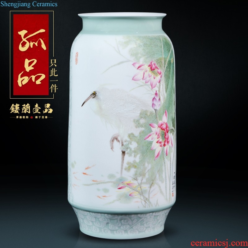 Jingdezhen ceramics hand-painted pastel of large vases, collection of TV ark sitting room adornment of Chinese style household furnishing articles