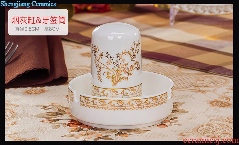 Jingdezhen tableware suit Chinese style wedding gifts high-grade Chinese style wedding dishes combine household porcelain tableware
