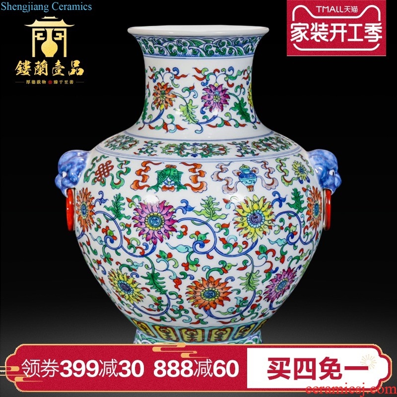 High-quality goods of jingdezhen ceramic imitation qing qianlong deer statue of Chinese large vases, decorative home furnishing articles sitting room collection