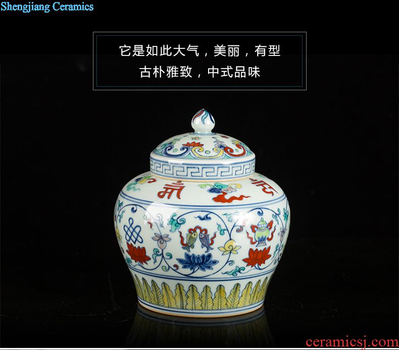 Jingdezhen ceramic manual color bucket storage POTS storage tank word tank decoration decorative furnishing articles antique porcelain tea day