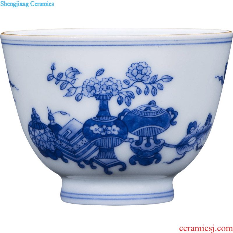 St large ceramic three tureen teacups hand-painted agate red lake scene tea bowl of jingdezhen tea service by hand