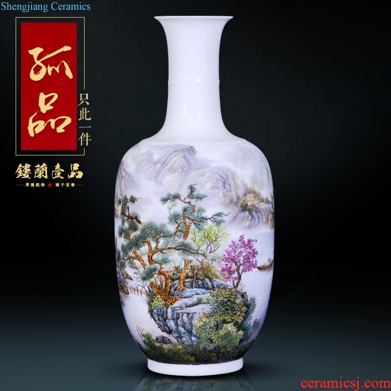 Jingdezhen ceramics hand-painted pastel of large vases, new Chinese style living room TV cabinet decoration collection furnishing articles