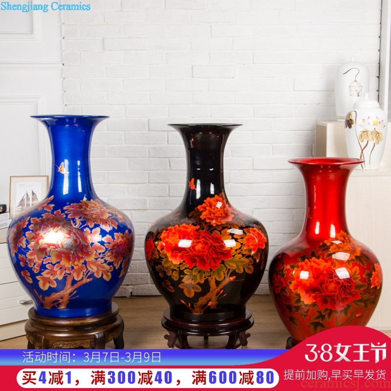 Jingdezhen ceramics high vases, flower arranging ruby red bottle gourd landing place large e084 sitting room porch decoration