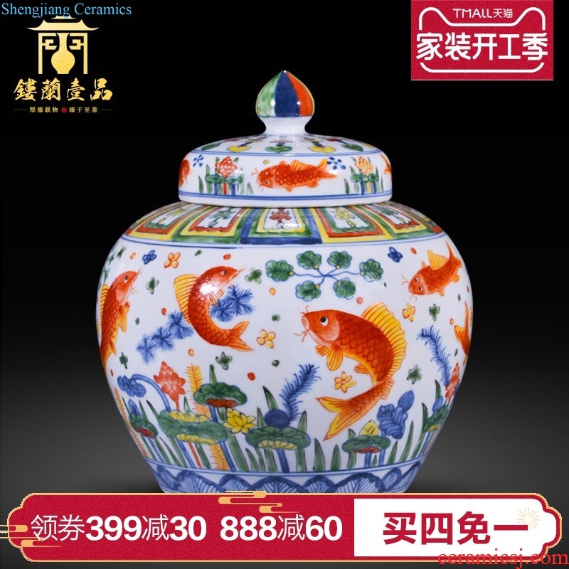 Jingdezhen ceramic bucket color flower vase sitting room the bedroom TV ark of new Chinese style household decorative items furnishing articles