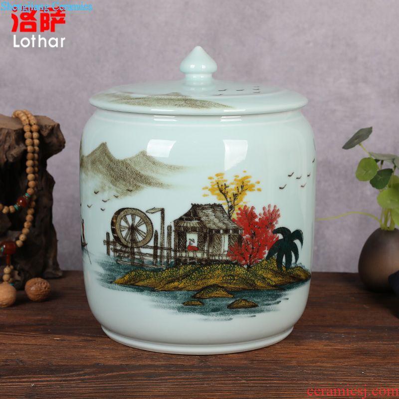 Jingdezhen ceramic aquarium Aquarium goldfish tropical fish turtle cylinder Ceramic tank birdbath A tank that occupy the home