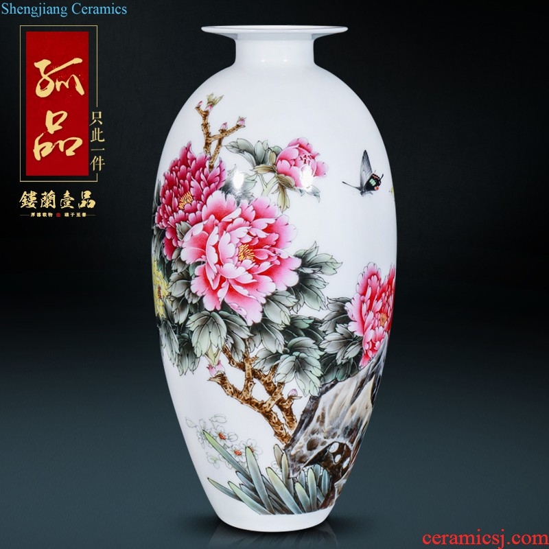 Jingdezhen ceramics hand-painted flower vase new sitting room porch TV ark decoration of Chinese style household furnishing articles furnishing articles