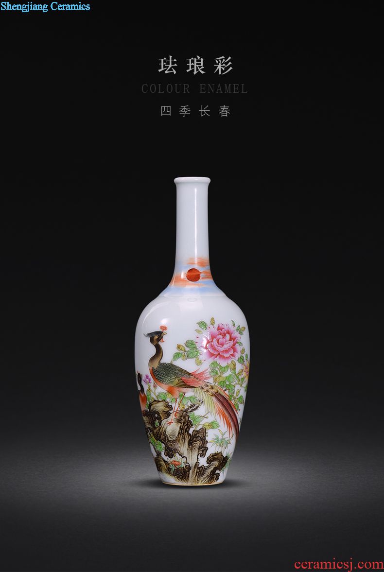 Jingdezhen painting colored enamel vase furnishing articles sitting room illustration archaize ceramic furnishing articles furnishing articles porcelain vase