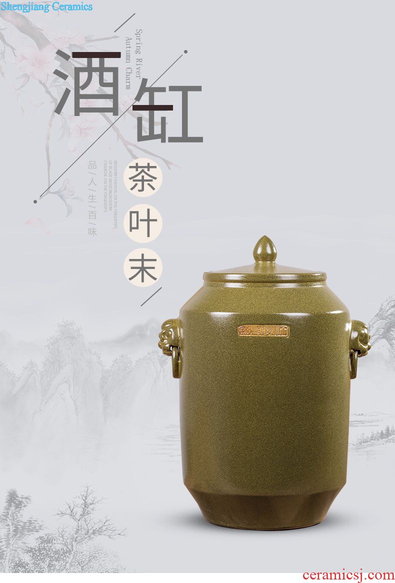 Household adornment archaize ceramic seal wine jar it 30 jin liquor 10 jins 20 jins with copper tap bubble wine