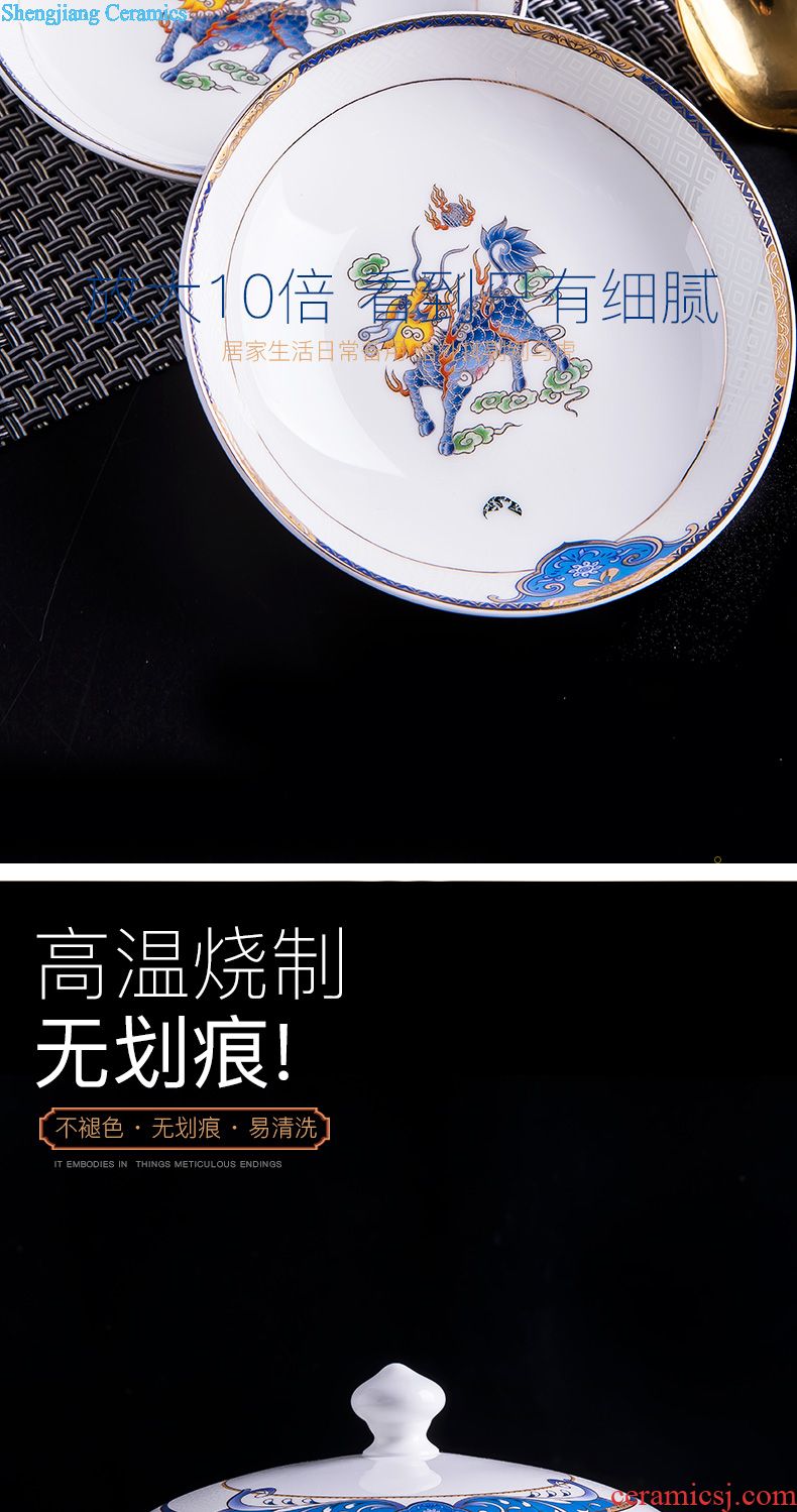 Jingdezhen kung fu tea set with contemporary and contracted style white jade ceramic cups tea pot lid bowl