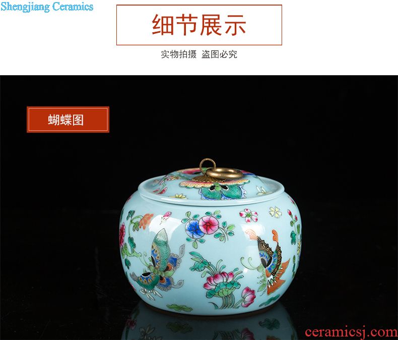 Jingdezhen ceramic retro colored enamel magpie vase furnishing articles home sitting room porcelain handicraft ornament