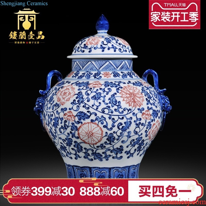 Jingdezhen ceramics hand-painted big sitting room bedroom vase decoration new Chinese style household decorative furnishing articles of marriage