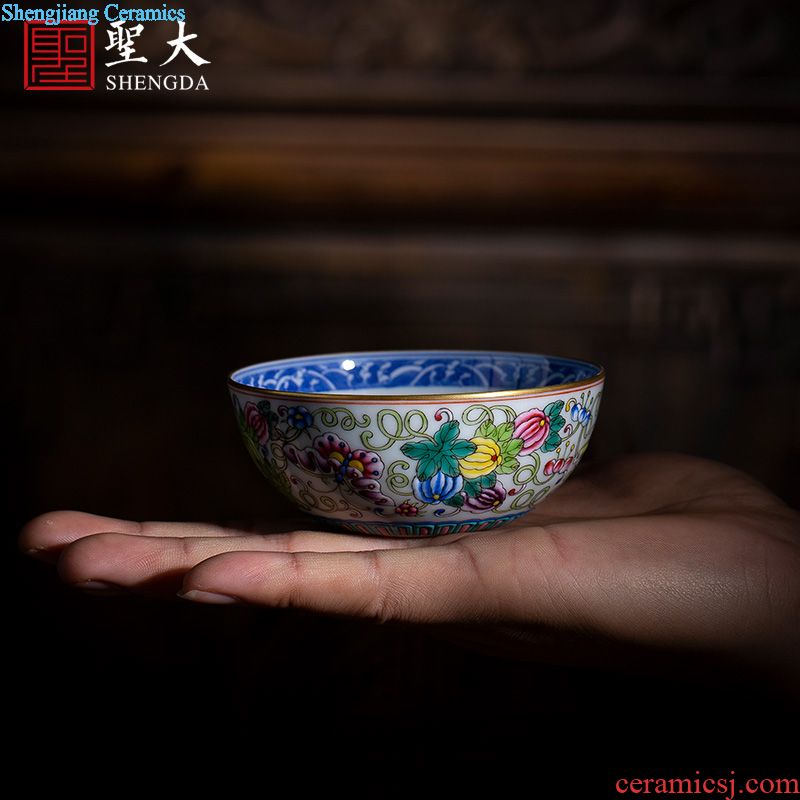 Santa teacups hand-painted ceramic kungfu pastel lanqiu chrysanthemum figure sample tea cup cup all hand of jingdezhen tea service master