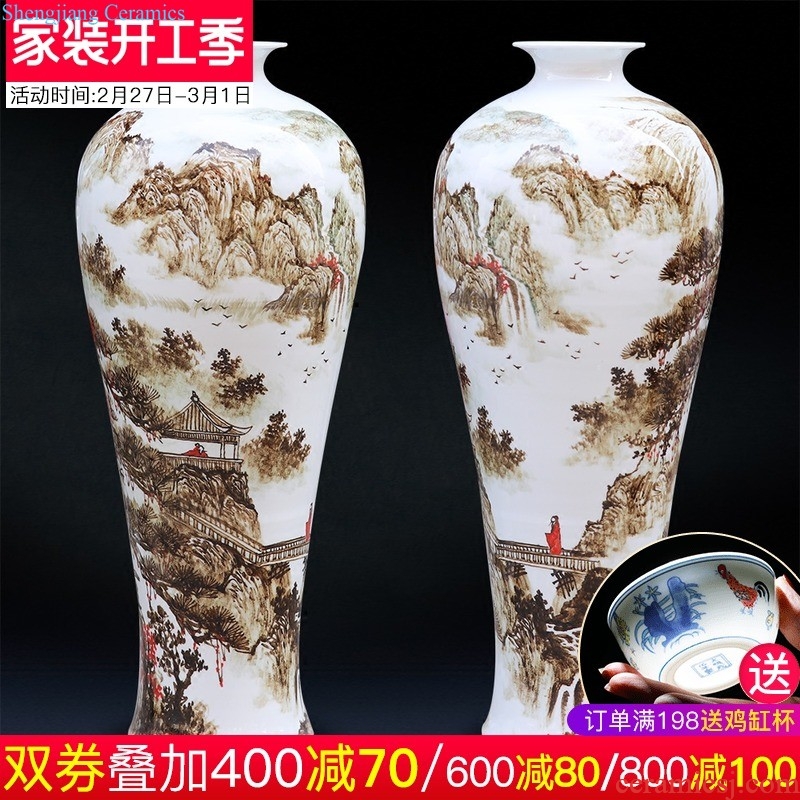 Master of jingdezhen ceramics hand-painted enamel vase thin foetus bamboo knife clay to contemporary sitting room adornment